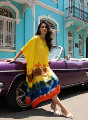 Rayon Crepe Tie Dye Kaftan Dress (W1202)