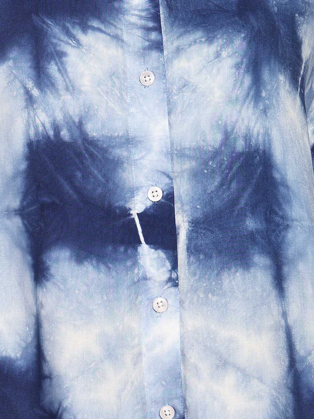 Women Casual Rayon Staple Tie & Dye Spread Collar Full Sleeves Loose Fit Shirt (W1697)