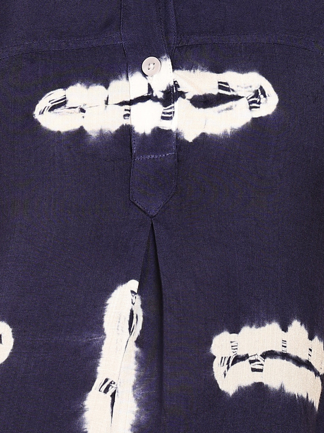 Women Casual Rayon Slub Tie & Dye Mandarin Short Sleeves Regular Fit Top (W1702)