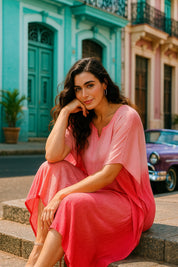 Hand Dyed Loose Fitted Crepe Kaftan Kurta (W1441)