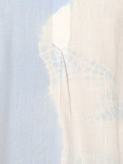 Women Casual Rayon Slub Tie & Dye Mandarin Short Sleeves Regular Fit Top (W1700)