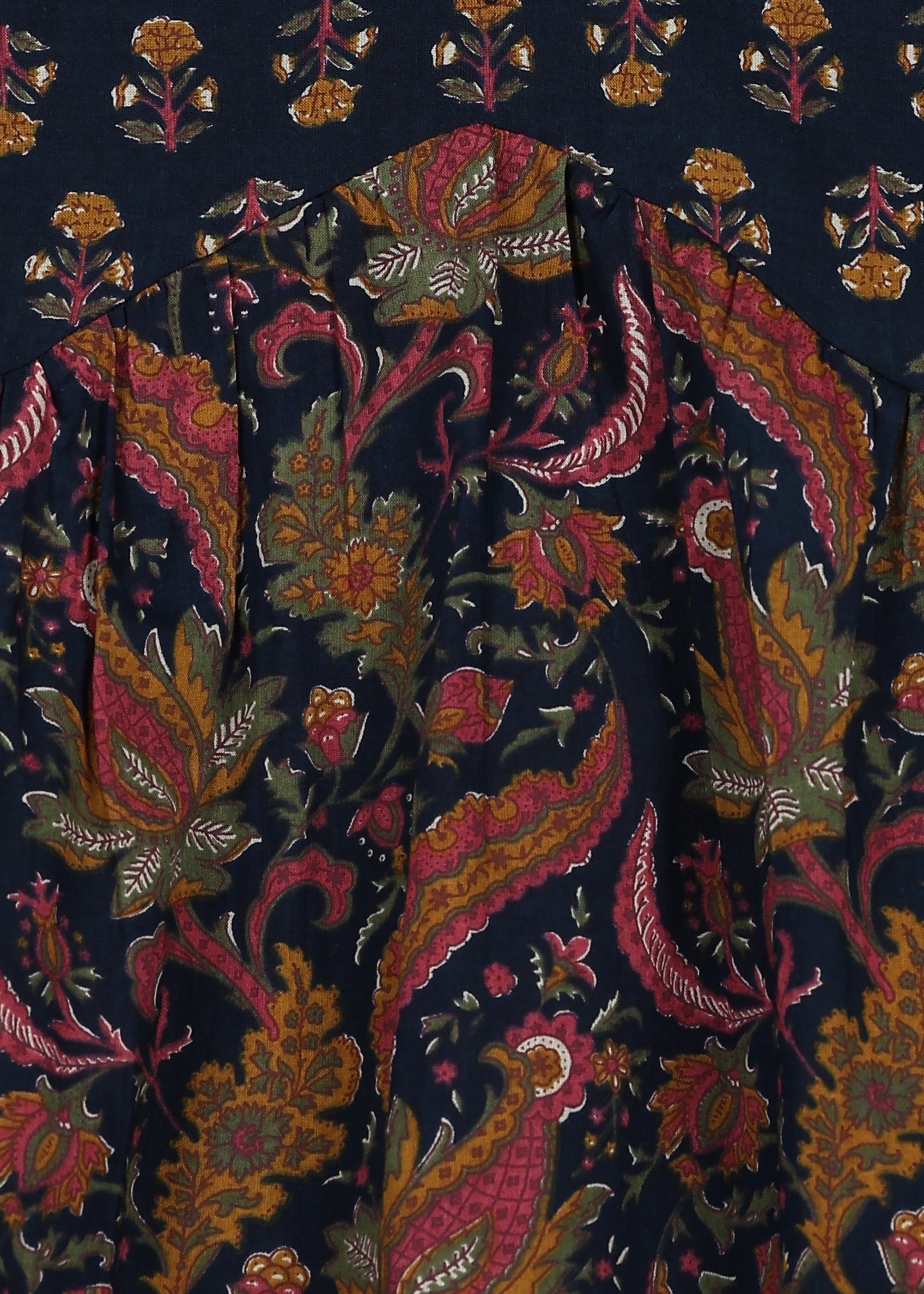 Girls Blue Printed Cotton A-line Kurta And Pant Set (K1090)