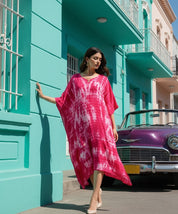 Rayon Crepe Tie Dye Pink Kaftan Kurta (W1123)