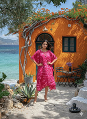 Hand Dyed Loose Fitted Crepe Kaftan Kurta (W1436)