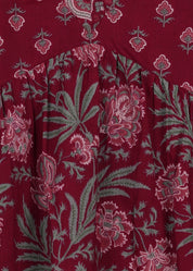 Girls Maroon Printed Cotton A-line Kurta And Pant Set (K1091)