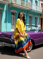 Rayon Crepe Tie Dye Kaftan Dress (W1202)