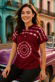 Tie Dyed Fitted Rayon Top for Women (W1463)
