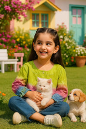 Hand Tie Dyed Shirt for Girls (K1001)