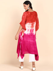 Rayon Crepe Tie Dye Brown Kaftan Dress (W1189)