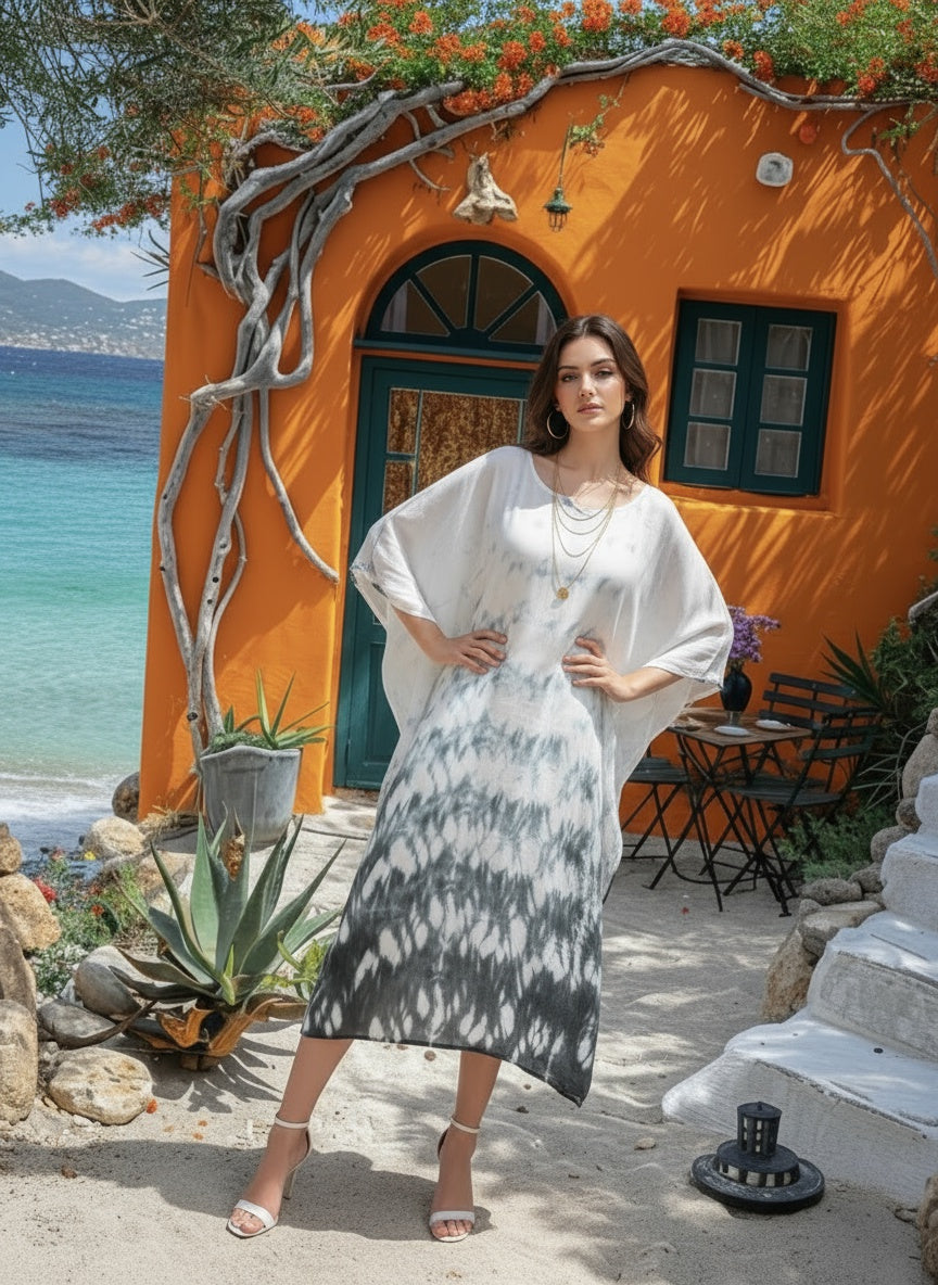 Hand Dyed Loose Fitted Crepe Kaftan Kurta (W1438)