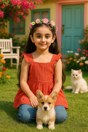 Cotton Frill Shoulder Plain Top for Girls (K1007)