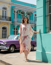 Rayon Hand Dyed Tie Dye Brown Kaftan (W1157)