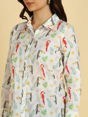 Women Printed Shirt With Matching Kids Kurta Set Mother Daughter Combo (COMBOMD9028)