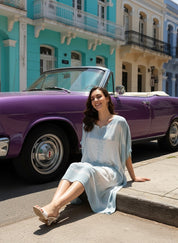 Rayon Hand Dyed Tie Dye Grey Kaftan (W1159)