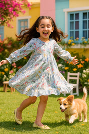 Cotton Printed Frock Dress for Girls (K1032)
