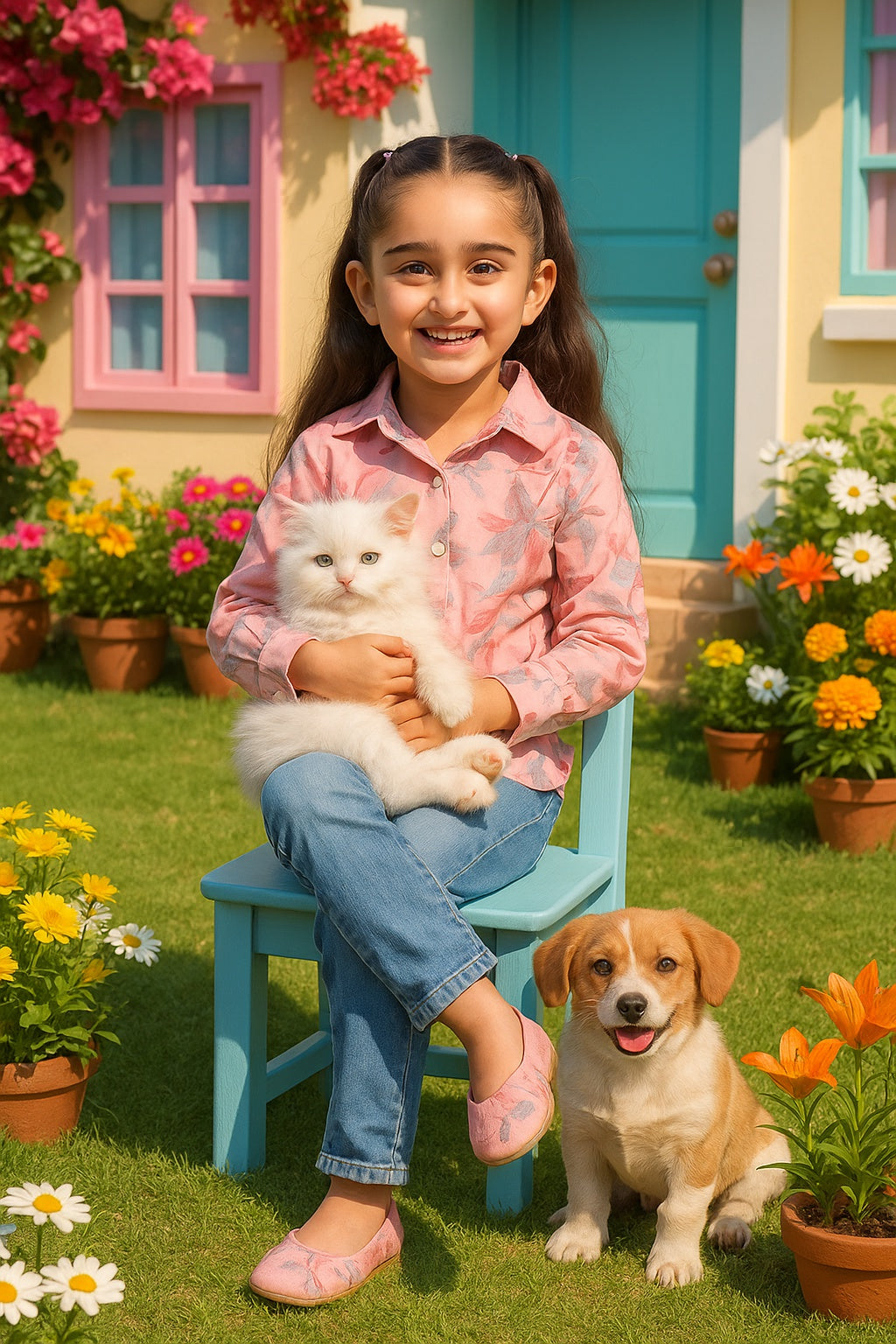 Cotton Printed Collar Shirt for Girls (K1011)