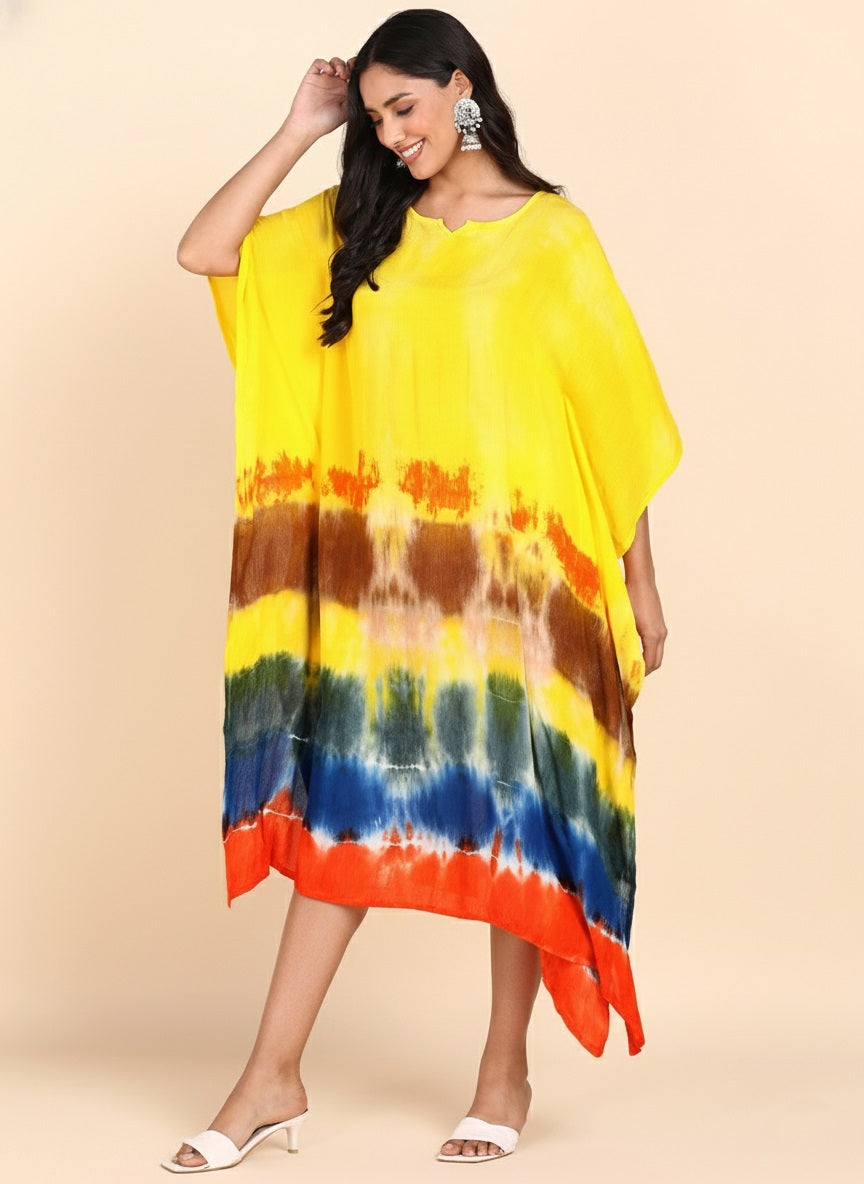 Rayon Crepe Tie Dye Kaftan Dress (W1202)