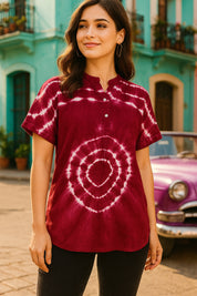 Tie Dyed Fitted Rayon Top for Women (W1463)