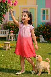 Hand Dyed Rayon Frill Dress for Girls (K1029)