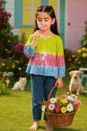 Hand Tie Dyed Shirt for Girls (K1001)