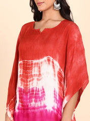 Rayon Crepe Tie Dye Brown Kaftan Dress (W1189)