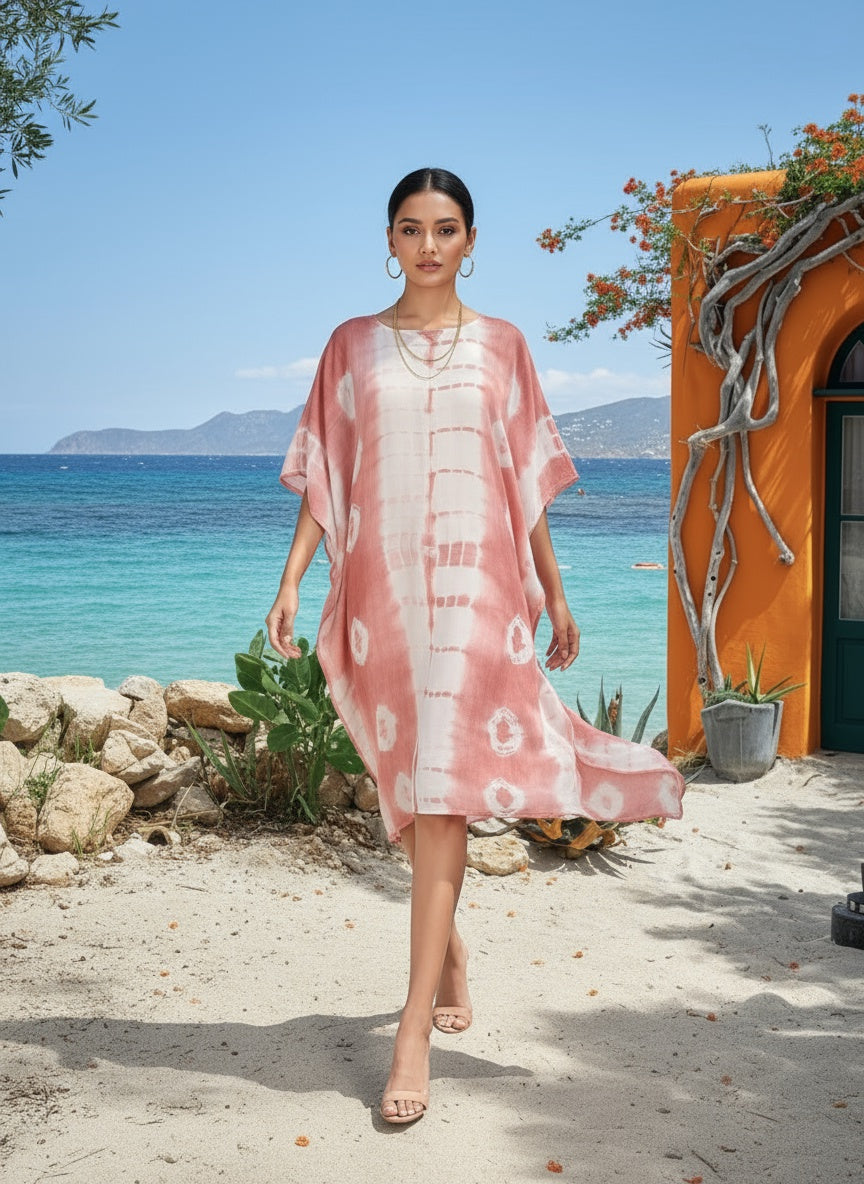 Hand Dyed Loose Fitted Crepe Kaftan Kurta (W1444)