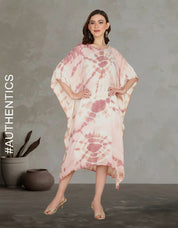 Rayon Hand Dyed Tie Dye Brown Kaftan (W1157)