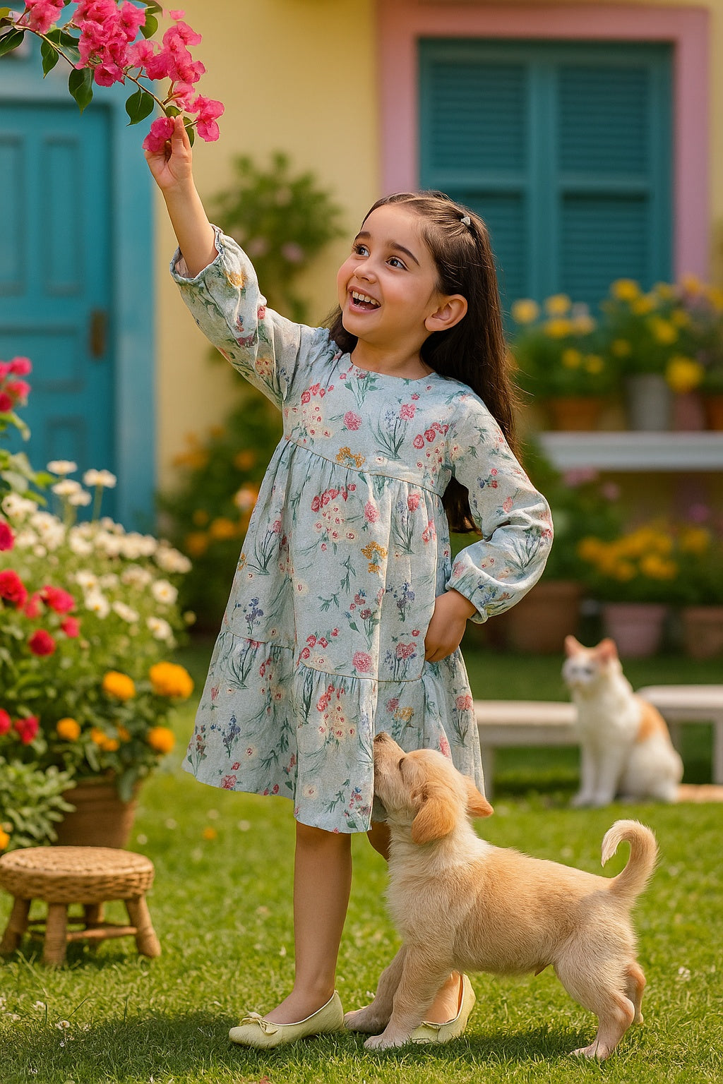 Cotton Printed Frock Dress for Girls (K1032)