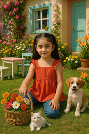 Cotton Frill Shoulder Plain Top for Girls (K1007)