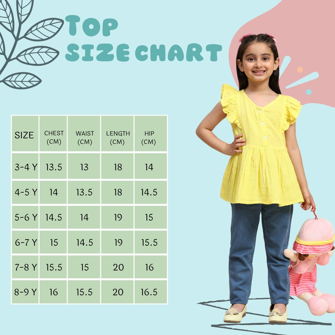 Light Blue Ombre Tie & Dye Mandarin Collar Rayon Slub Top For Girls (K11065)