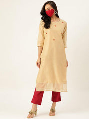Beige Chanderi Kurta With Trouser