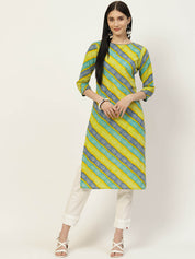 Pure Cotton Leheriya Printed Straight Kurta (W1302)
