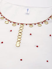 Pure Cotton Chanderi Ethnic White Kurta With Trouser (W1156)