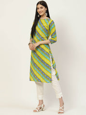 Pure Cotton Leheriya Printed Straight Kurta (W1302)