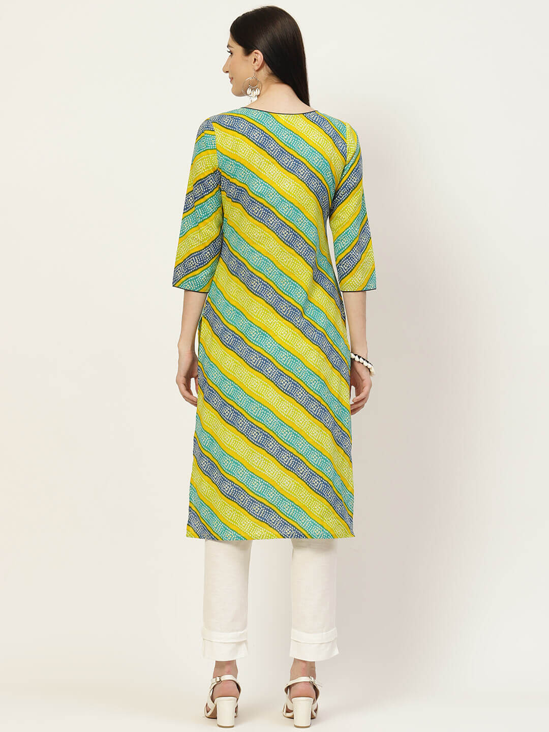 Pure Cotton Leheriya Printed Straight Kurta (W1302)