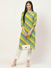 Pure Cotton Leheriya Printed Straight Kurta (W1302)
