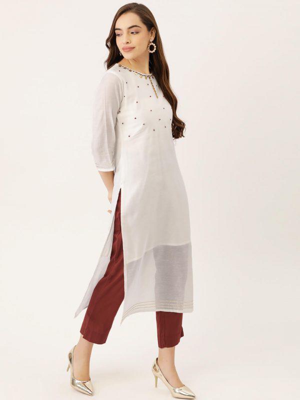 Chanderi Straight kurta with trouser for women 